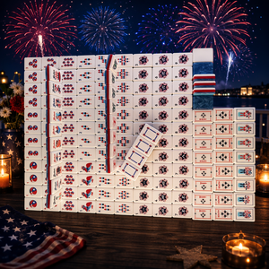 Fichas de Mahjong Americanas, 160 Fichas, Tema del Día de <span class=keywords><strong>la</strong></span> Independencia, Fichas Acrílicas Joker, Reverso de Mármol Azul, Diseño Personalizado - Product Image 5