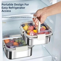 Boîte à lunch isotherme en acier inoxydable, compatible micro-ondes, pour enfants, grande boîte à bento avec poignée