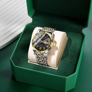 Reloj de Pulsera Casual de Cuarzo para Hombre, Diseño Elegante, Esfera Azul, Tono Plateado y Dorado, Correa de Acero Inoxidable, con Ventana de Día - Product Image 6