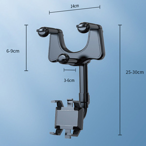 Soporte para Teléfono con Espejo Retrovisor de 360° para Automóvil, Soporte para Teléfono y GPS, Giratorio, Ajustable y Telescópico - Product Image 3