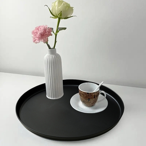 Commercial <strong>Plastic</strong> Large Round <strong>Serving</strong> Tray, Round Black Dish <strong>Plate</strong> for Cake Dessert Cookie Vegetable Fruit Tea Home Use - Product Image 4