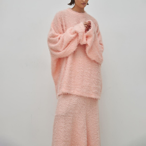 Pyjamas en tricot <span class=keywords><strong>rose</strong></span> pelucheux vêtements de détente <span class=keywords><strong>jupe</strong></span> et haut pour femmes décontractés deux pièces automne <span class=keywords><strong>hiver</strong></span> ensembles de vêtements pour femmes - Product Image 3