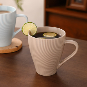 Nordic Style Striped <b>Ceramic</b> Mug White Blue Matte Office Coffee Tea <b>Cup</b> Gift Water <b>Cup</b> - Product Image 2