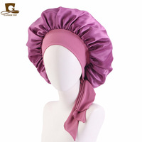 Uding source ruban extensible couleur T-bow bonnet de nuit en soie turban chapeau JDB-301L