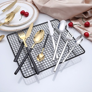 Bạc Và Thép Không Gỉ <span class=keywords><strong>Flatware</strong></span> <span class=keywords><strong>Set</strong></span> Wedding Mộc Mạc Khắc Khách Sạn Caddy Nhà Hàng Vàng Kim Loại Dao Kéo - Product Image 3
