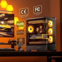Boîtier de PC de jeu panoramique de taille moyenne, compatible Micro ATX, éclairage ARGB, panneau latéral en verre trempé, en stock