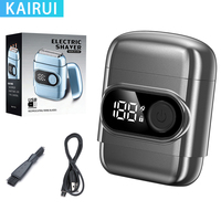 Mini rasoir électrique portable pour homme à 3 lames, rasoir à grille de voyage avec affichage LED, étanche IPX7, utilisation humide et sèche, recharge USB