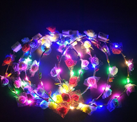 Perlengkapan Pesta Mahkota Bunga LED Menyala  Tahun Baru Natal Ikat Kepala Bunga LED Lucu untuk Anak-Anak