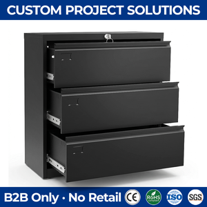 Commercial Grade 3 <strong>Drawer</strong> Steel Horizontal <strong>Office</strong> Cabinet Lateral File Storage <strong>Unit</strong> with Interlock Safety System CE Approved - Product Image 1