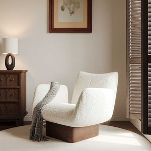Light Luxury Modern <strong>Sherpa</strong> Sponge Filled Sofa <strong>Chair</strong> Leisure <strong>Chair</strong> with Backrest for Apartment Basement Living Room Hotel Balcony - Product Image 2