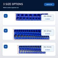Ensemble de rail porte-embouts en plastique, plateau organisateur d'embouts métriques et SAE avec marquages de taille, support de rangement d'outils durable pour atelier