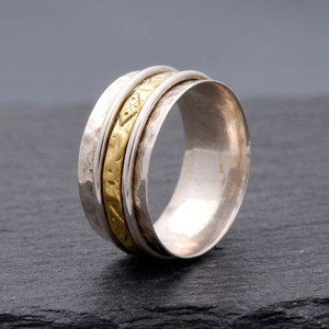 925 Sterling <b>Silver</b> Classic Wedding Anxiety Relief Fidget Spinner <b>Ring</b> for Unisex Women <b>Men</b> - Product Image 2
