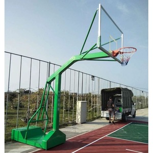 Panier de basket portable d'extérieur vert émeraude avec panneau arrière en verre trempé pour terrain de basket - Product Image 1