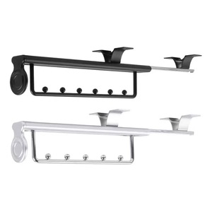YSEO Porte-vêtements télescopique à fixation supérieure 10-20 pouces Argenté avec crochet de rangement coulissant pour armoire - Product Image 3