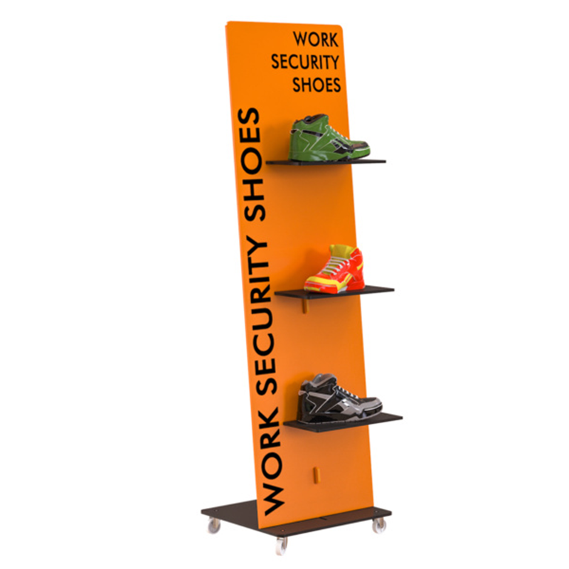 Modern for Shop Floor to Ceiling Wooden Plywood Rotating Shoe Display Rack with Custom Logo for Store Use — view 5
