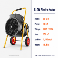 Ventilateur électrique industriel autoportant 30KW 15KW 220V 380V, chauffage à air forcé portable avec roues
