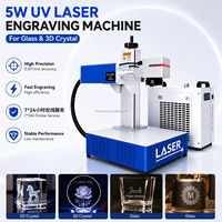 Machine de marquage laser UV 3W 5W 10W, machine de gravure 3D intérieure sur cristal avec refroidisseur d'eau pour verre et acrylique