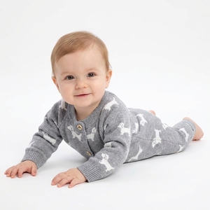 Mono de Punto Jacquard para Bebé, Otoño Invierno, Manga Larga, con Botones, Unisex, para Niños y Niñas de 6 a 24 Meses - Product Image 2