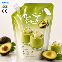 Sachets en plastique refermables personnalisés avec bec verseur, résistants à l'humidité, de qualité alimentaire, avec fermeture éclair pour purée d'avocat et snacks