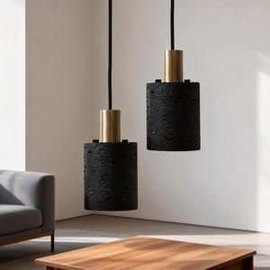 Pendelleuchte |   Schwarze Stein-Pendelleuchte für Küche, Esszimmer, Hotel, Innenbeleuchtung - Product Image 2