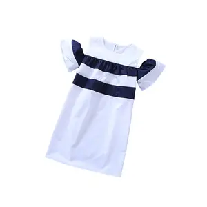 Color Stripe Maxi 8 Year Old Girl Party Kids Dresses With Different Types Materials Cotton Clothing