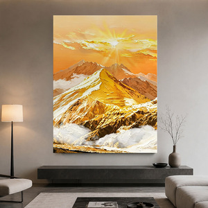 Pintura al Óleo Pintada a Mano, Paisaje de Montañas Doradas al Atardecer, Arte Moderno para Decoración de Pared de Sala de Estar, Sin Marco, Estilo Impresionista - Product Image 1