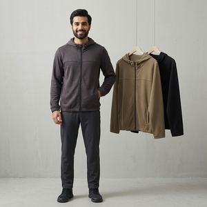 Men's 280g <b>Thin</b> AD Double-Sided Fabric Zipper <b>Hoodies</b> Casual Cardigan Zipper Shrink Hood Versatile Top Solid Pattern <b>Hoodies</b> - Product Image 1