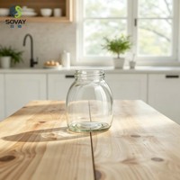 Pot en verre transparent bombé court de 630 ml, qualité alimentaire, pour cornichons, sirops, usage domestique et industriel