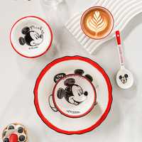 Juego de Vajilla de Cerámica Vintage de Mickey Mouse para una Persona, Tazón, Plato, Taza, Cuchara de Porcelana con Diseño Retro, en Caja