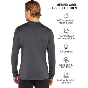 Sioro Sous-vêtements thermiques à manches longues en laine mérinos 100% pour hommes, pour la randonnée, la chasse, résistance aux odeurs - Product Image 2