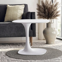 Mesa de Centro Moderna de Acero Blanco con Base Redonda y Tapa de Vidrio, Diseño de Altura Ajustable para Sala de Estar, Muebles para el Hogar