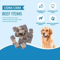 Camilan Anjing Kering Bentuk Kubus Daging Sapi, Renyah, Seukuran Gigitan, Bergizi, Lezat, untuk Hadiah Pelatihan Semua Ras Anjing