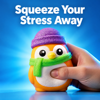 Ensemble de 6 jouets Squishy Pingouin Kawaii en mousse à rebond lent, style écharpe tricotée, pour décoration de bureau et étagère, cadeau