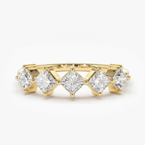 Anello a Forma di Cuore Romboidale per Donne, Tono Dorato, Gioielli Minimalisti Scintillanti alla Moda, Vendita all'Ingrosso - Product Image 2