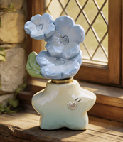 Figurine en résine à thème floral, mignonne et de style dessin animé, boîte mystère avec emballage d'origine, décoration florale colorée pour bureau, cadeau de collection