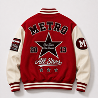 Veste universitaire bicolore beige crème OEM, broderie de logo personnalisée, veste en laine Melton de qualité supérieure, veste de style Letterman surdimensionnée, veste d'équipe scolaire