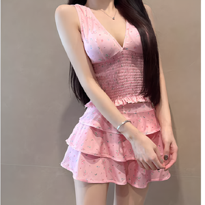 Traje de Baño de Dos Piezas Personalizado para Mujer, Bonito y Transpirable, Ecológico, de Poliéster/Algodón, con Volantes en la Cintura, <span class=keywords><strong>Moldeador</strong></span> de Cuerpo para Playa - Product Image 3