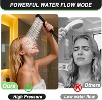 Système de douche : Ensemble combiné de douche de plafond carrée 10 pouces à effet pluie et de douche de plafond 6 pouces à encastrer, thermostatique 4 fonctions