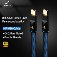 Kabel Audio USB Hi-end OCC Konduktor Berlapis Perak Kombinasi Jaket PVC/Nylon Konektor USB-C B Male-Male Komputer Laptop