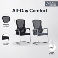 Chaise de bureau ergonomique avec support lombaire pour réception, chaise visiteur en tissu maillé en forme d'arc