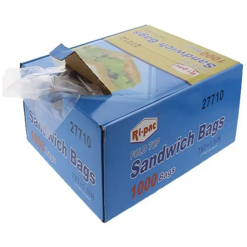 Cấp thực phẩm LDPE trong suốt gấp đầu bánh sandwich Kích thước nhựa đóng lại được túi