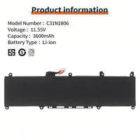 Batterie d'ordinateur portable de qualité supérieure, usine C31N1806 pour Asus ADOL 13 pouces 13U 13F 13UA 13UN 13FN 13FA 11,55v 42Wh