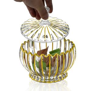 Tarro de cristal decorativo de mesa de diseño escandinavo de lujo con azucarero Sterak de línea dorada para boda - Product Image 2