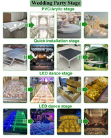 Fournitures de mariage, décoration d'événements, scène de mariage portable en acrylique brillant à trois niveaux, plateforme de scène de mariage à LED de luxe