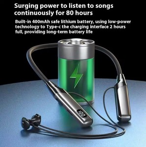 Nouvelle Tendance V5.4 Écouteurs Bluetooth sans fil à tour de cou, étanches, pour le sport, avec affichage numérique LED - Product Image 4