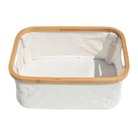 Étagère de rangement pour panier à linge en bois de bambou avec roues et poignées pour toute salle de bain