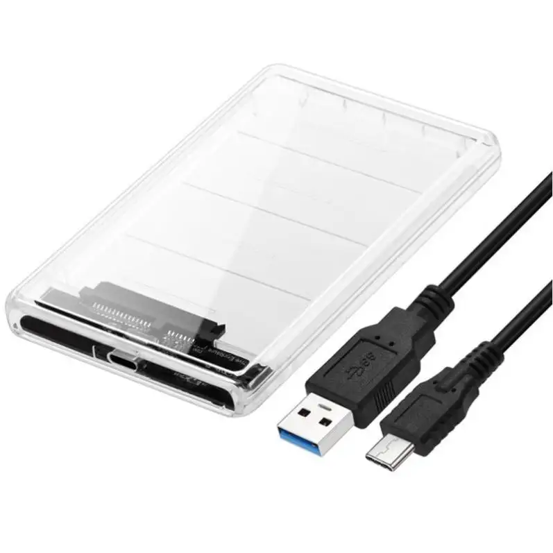 2.5 inch Transparent HDD Case Type-C to Sata 3.0 Tool Free 5 Gbps USB 3.1 Hard Drive Enclosure For 2TB Hard Drive SSD box
