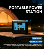 Station d'alimentation solaire portable 1000W LiFePO4 MPPT avec lampe torche, démarreur de batterie, onde sinusoïdale pure, écran LCD et protection contre les surcharges pour voiture