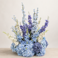 Susunan Bunga Delphinium Biru Putih Buatan PPS, Panjang 60cm, untuk Dekorasi Pernikahan