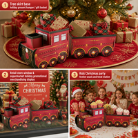 Grands supports cadeaux 3D en forme de train festifs de 74 cm, boîte cadeau robuste en carton pour vitrine de magasin, décoration de Noël